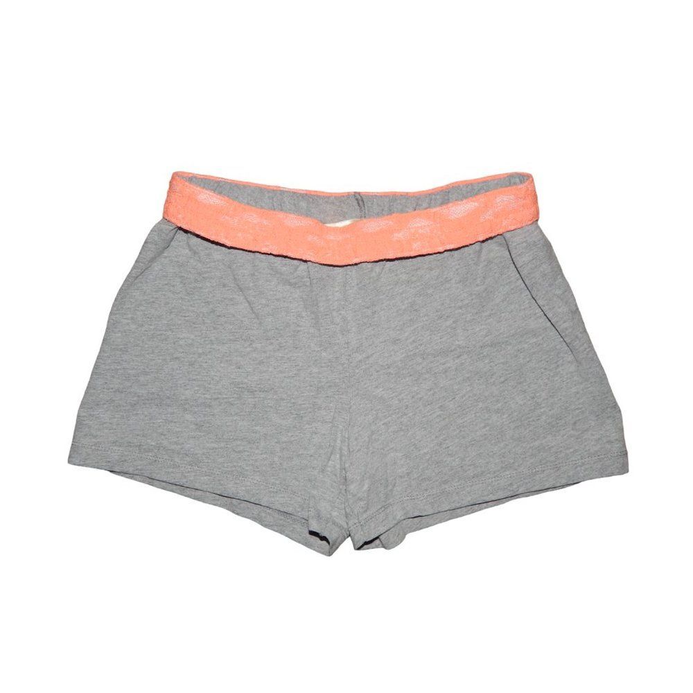 Faded Glory Girls Gray Shorts Peach Lace Waistband Size 7/8
